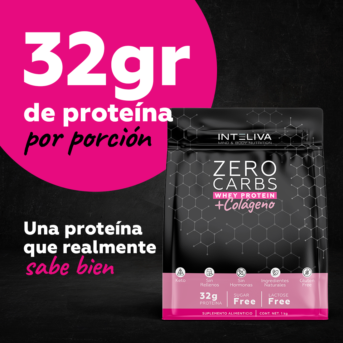 Proteína en polvo Zero Carbs + Colágeno (proteína sin carbohidratos)