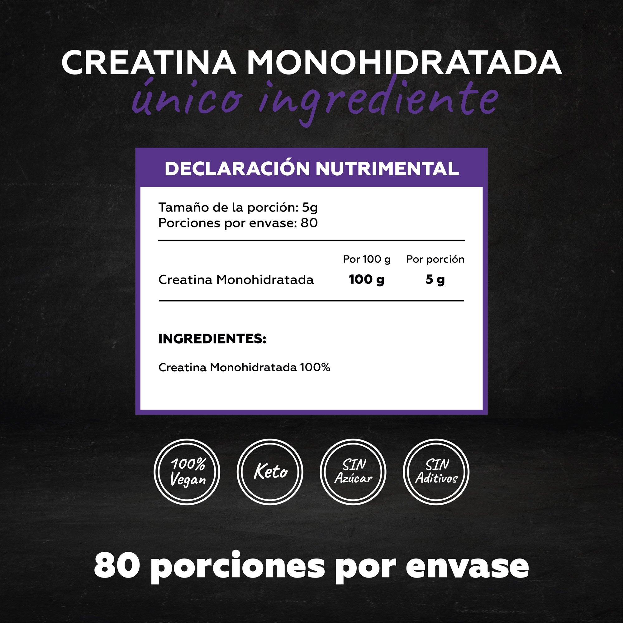 Creatina Monohidratada Pura (80 porciones)