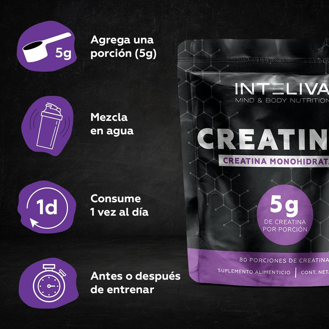 Creatina Monohidratada Pura (80 porciones)