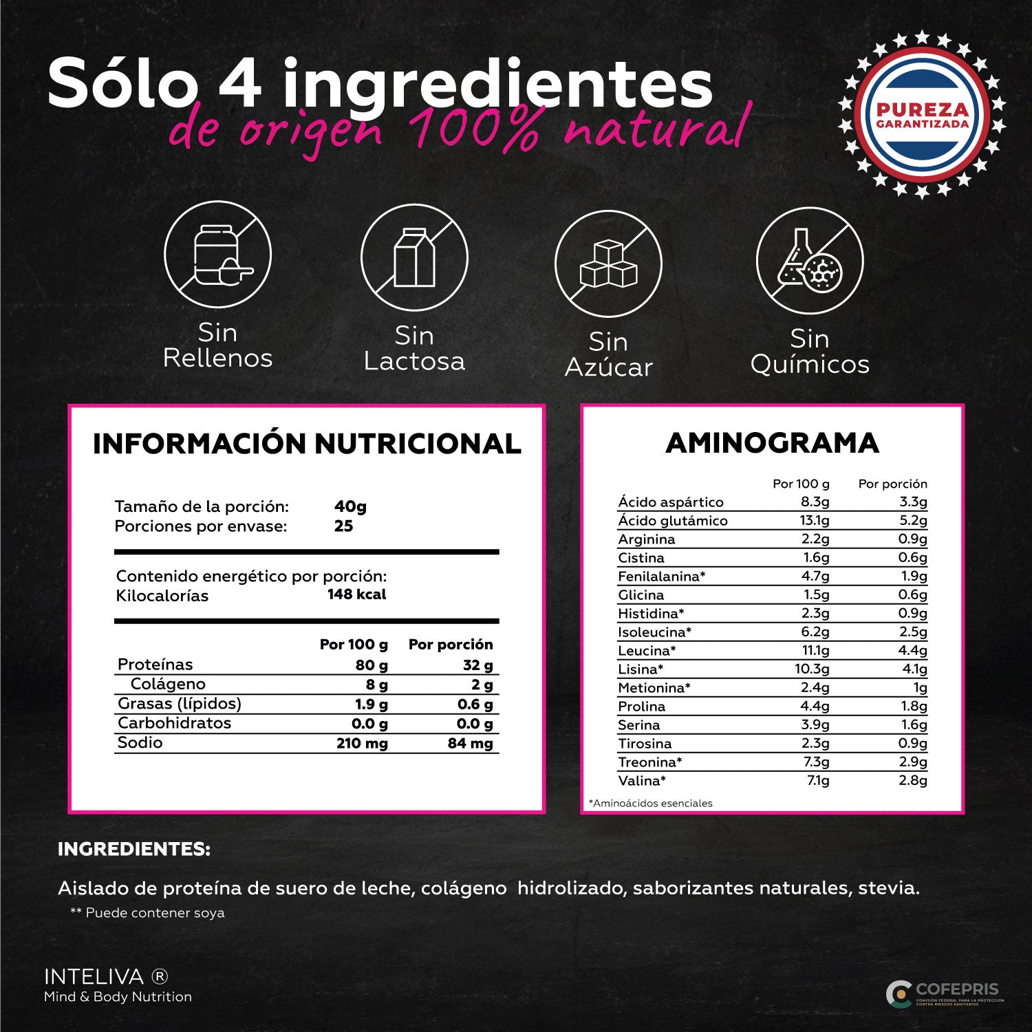 Proteína en polvo Zero Carbs + Colágeno (proteína sin carbohidratos)